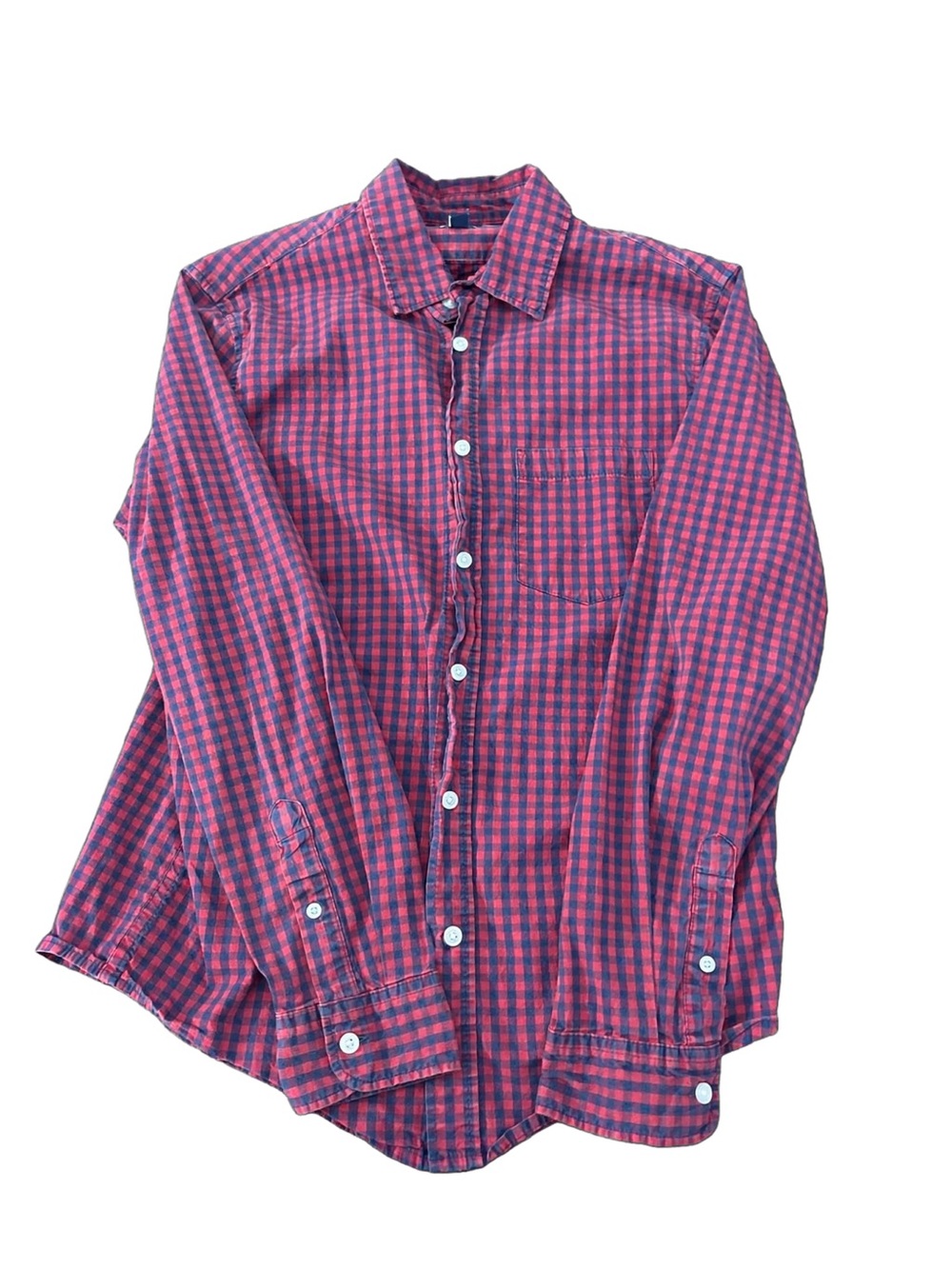 GAP Men's Pink and Blue Check Button-Down Shirt